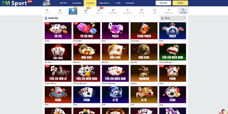 Nền tảng sở hữu sảnh game bài chất lượng với đa dạng tựa game đình đám